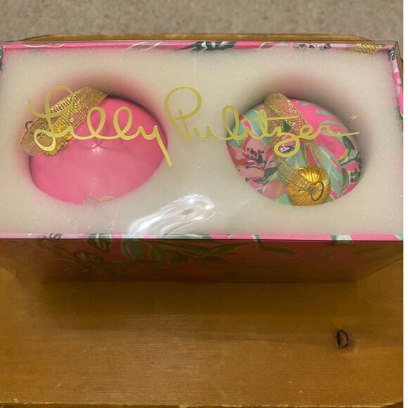 Lilly Pulitzer Christmas Ornaments-Plumeria Pink